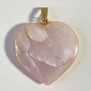 Pink Mother of Pearl Heart Pendant with Gold-Tone Bail